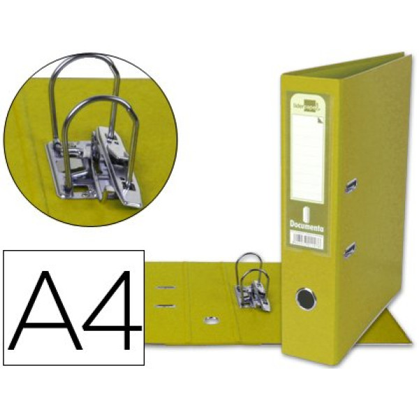 Archivador de palanca LIDERPAPEL A4 Amarillo Con rado, lomo 75mm