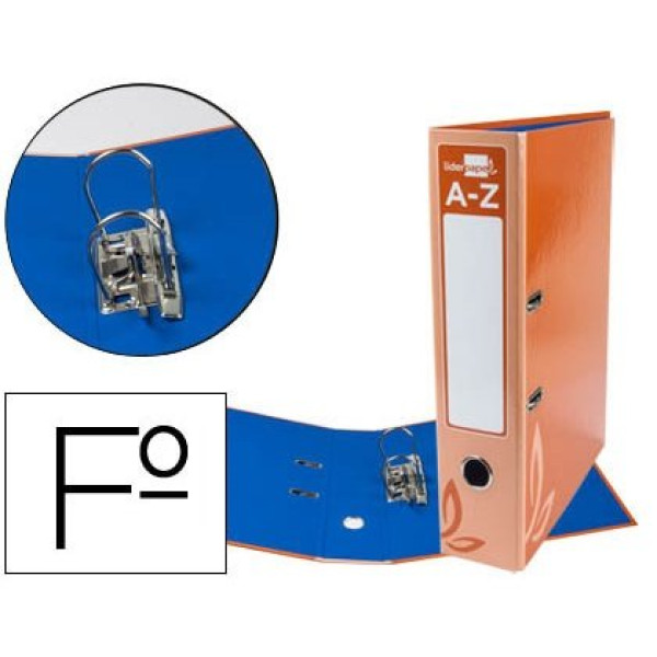Archivador de palanca LIDERPAPEL FOLIO lomo 75mm, cartón forrado, Naranja