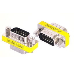 Cambiador de género compacto HDB15M/HDB15M monitor VGA (3 filas)