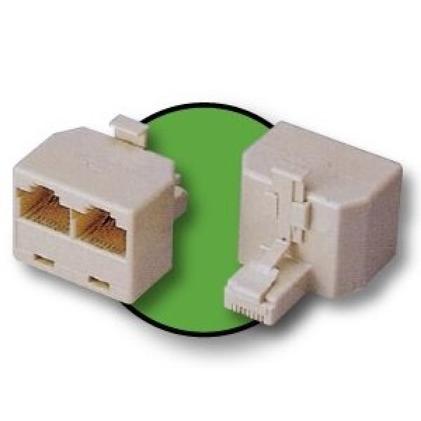 Adaptador 2xRJ12H/RJ12Macho 6vías doble salida teléfono a macho