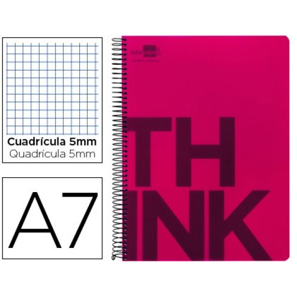 Cuaderno LIDERPAPEL A7 micro Think  100h.  70gr. 5mm  4 bandas