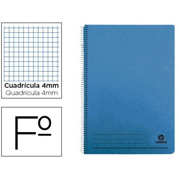 Cuaderno LIDERPAPEL espiral CUARTO  4º azul 70gr. 100h. con margen (27781)