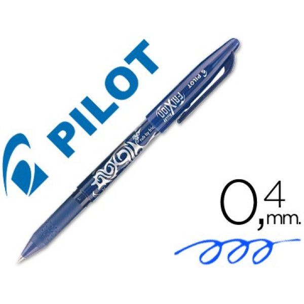 Rotulador roller ball pen PILOT Frixion azul tinta GEL borrable. Punta 0,7mm. Trazo 0,4mm.