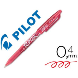 Rotulador roller ball pen PILOT Frixion rojo tinta GEL borrable. Punta 0,7mm. Trazo 0,4mm.
