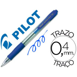 Bolígrafo PILOT Super grip retráctil azul Tinta aceite. Trazo 0,4mm. Medium 1.0.