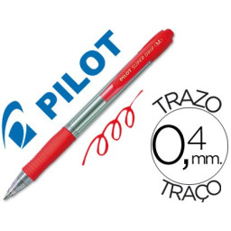 Bolígrafo PILOT Super grip retráctil rojo Tinta aceite. Trazo 0,4mm. Medium 1.0.