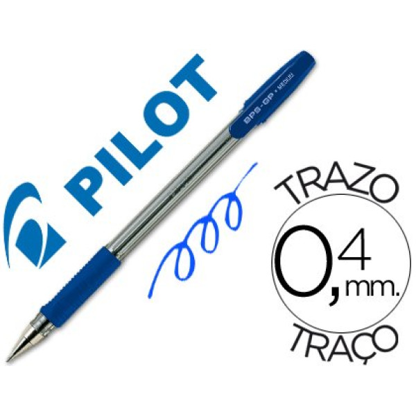 Bolígrafo PILOT BPS-GP con capuchón azul Sujecc.caucho. Tinta aceite. Trazo 0,4mm Bolígrafo PILOT BPS-GP con capuchón azul Sujecc.caucho. Tinta aceite. Trazo 0,4mm