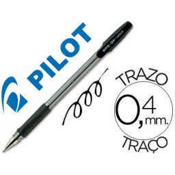 Bolígrafo PILOT BPS-GP con capuchón negro Sujecc.caucho. Tinta aceite. Trazo 0,4mm