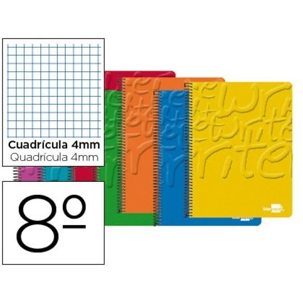 Cuaderno LIDERPAPEL espiral 8º cuadrícula 4mm 80h 60gr, tapa blanda Bolsillo Cuaderno LIDERPAPEL espiral 8º cuadrícula 4mm 80h 60gr, tapa blanda Bolsillo
