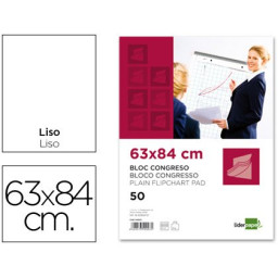 Bloc congreso LIDERPAPEL para pizarra, liso 50h. 630x840mm 80gr.