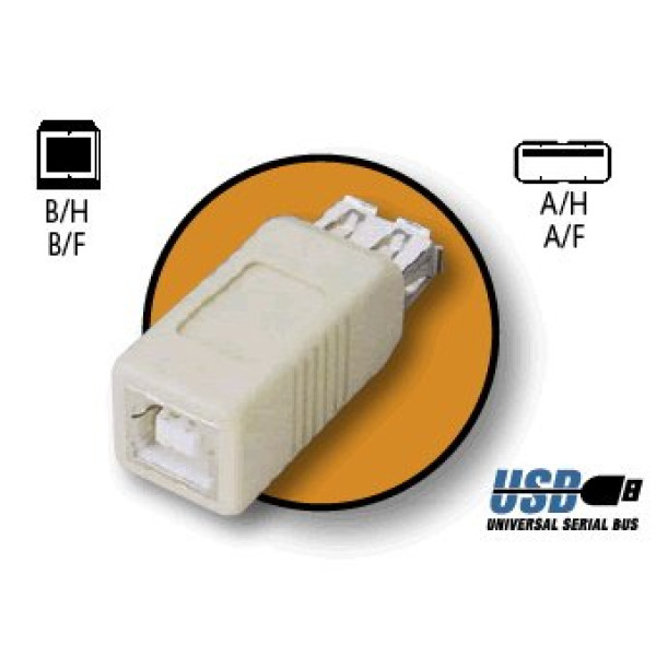 Adaptador USB A/H-B/H conector tipo A Hembra a conector tipo B Hermbra