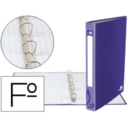 Carpeta anillas LIDERPAPEL FOLIO 4 anillas 1.75 mm carton forrado, color morado
