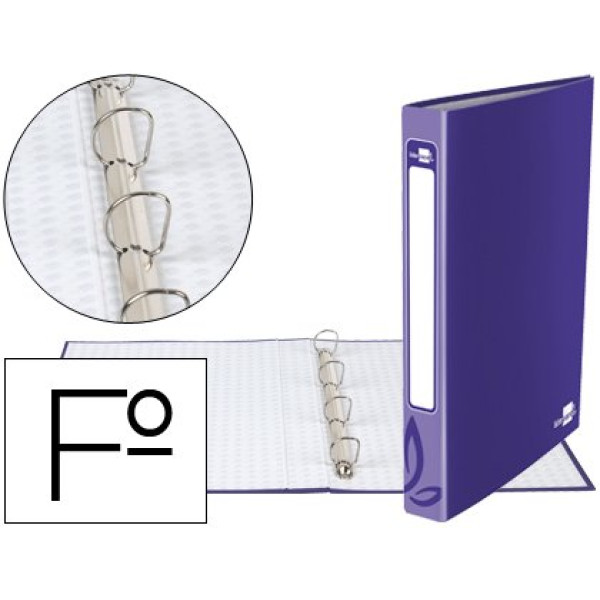 Carpeta anillas LIDERPAPEL FOLIO 4 anillas 1.75 mm carton forrado, color morado