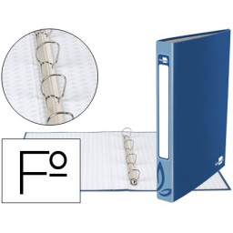 Carpeta anillas LIDERPAPEL FOLIO 4 anillas 1.75 mm carton forrado, colore azul