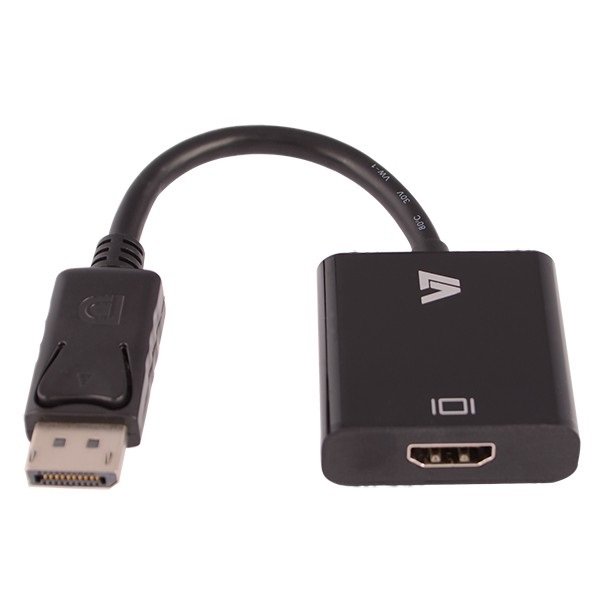 Cable vídeo V7 - HDMI Hembra - DisplayPort Macho 10cm. negro (latiguillo adaptador)