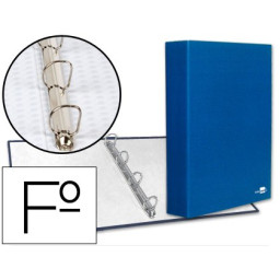 Carpeta 4 anillas LIDERPAPEL folio 40mm mixtas Azul carton forrado