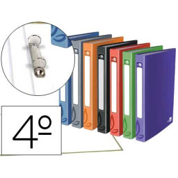 Carpeta anillas LIDERPAPEL 4º 2 anillas 40mm carton forrado, colores surtidos