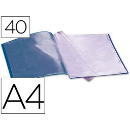 Carpeta LIDERPAPEL escaparate DIN A4 azul con 40 fundas fijas, polipropileno