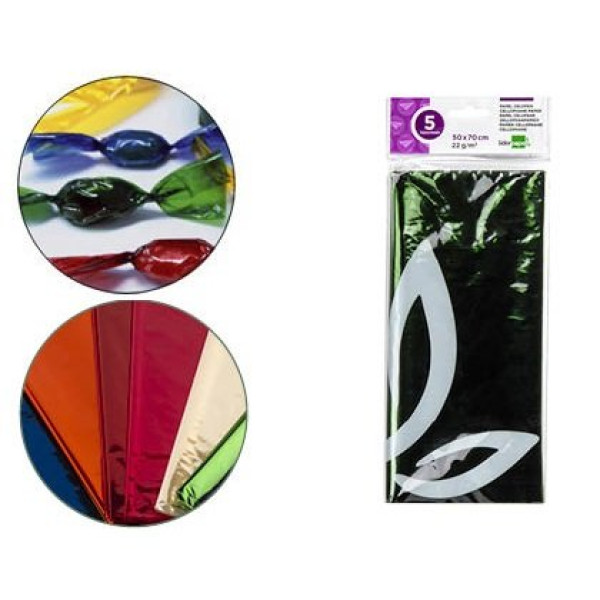 Papel celofan LIDERPAPEL Bolsa 5h. Verde 50x70cm, 22gr/m.