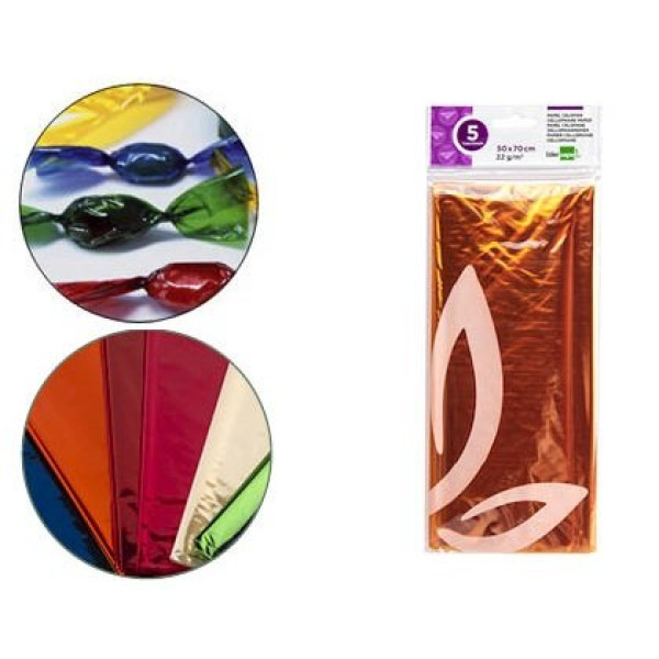 Papel celofan LIDERPAPEL Bolsa 5h. Amarillo 50x70cm, 22gr/m. Papel celofan LIDERPAPEL Bolsa 5h. Amarillo 50x70cm, 22gr/m.