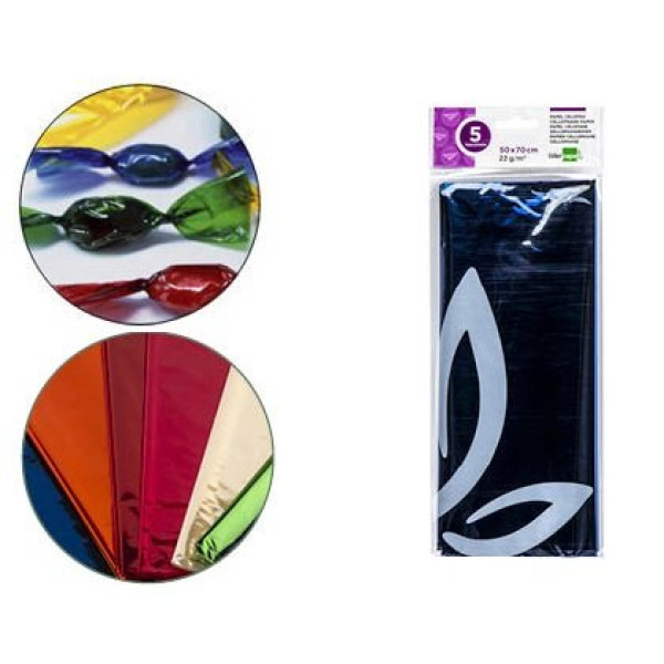 Papel celofan LIDERPAPEL Bolsa 5h. Azul 50x70cm, 22gr/m.