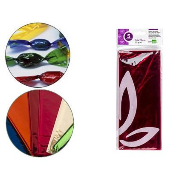 Papel celofan LIDERPAPEL Bolsa 5h. Rosa 50x70cm, 22gr/m.