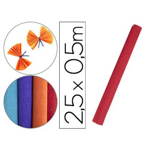 Papel crespon LIDERPAPEL rollo 50cm x 2.5m Rojo