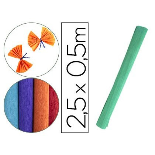 Papel crespon LIDERPAPEL rollo 50cm x 2.5m Verde