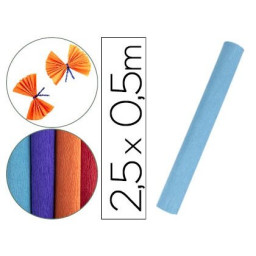 Papel crespon LIDERPAPEL rollo 50cm x 2.5m Celeste