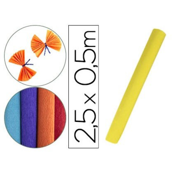 Papel crespon LIDERPAPEL rollo 50cm x 2.5m Amarillo