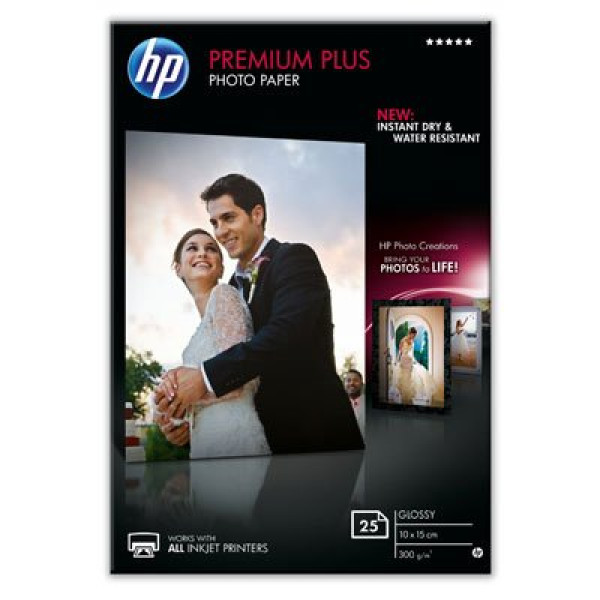 Papel HP fot.brillante 25h 10x15 300gr. Fotográfico Premium Plus