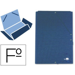 Carpeta gomas LIDERPAPEL FOLIO 3 solapas  carton,  color azul