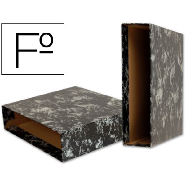 Caja LIDERPAPEL para archivador de palanca FOLIO jaspeado negro portugues