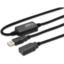 Cable DIGITUS USB 2.0 tipo A M - USB 2.0 tipo A H 10m., negro  (repeater extensión con amplificador)