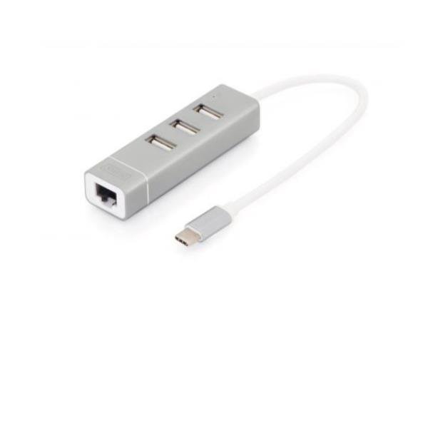USB TYPE-C  3-PORT HUB + FAST ETHER