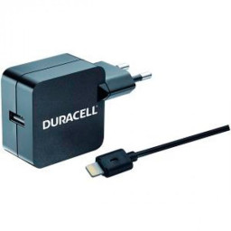 DURACELL 2.4A Phone/Tablet Wall Charger 1M Apple Lightning Mains Charger