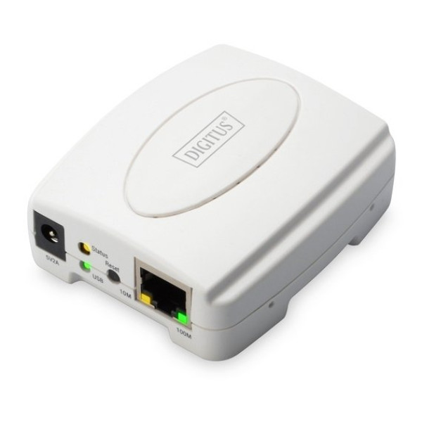 DIGITUS Servidor de impresora USB 1 puerto 1x RJ45 1xUSB-A USB 2.0 - Fast Ethernet print server