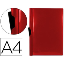 Carpeta LIDERPAPEL dossier pinza lateral DIN-A4 polipropileno rojo, para 30h pinza deslizante