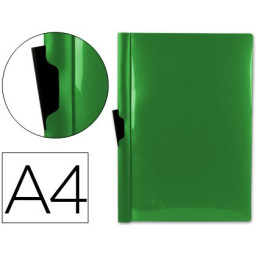 Carpeta LIDERPAPEL dossier pinza lateral DIN-A4 polipropileno verde, para 30h pinza deslizante
