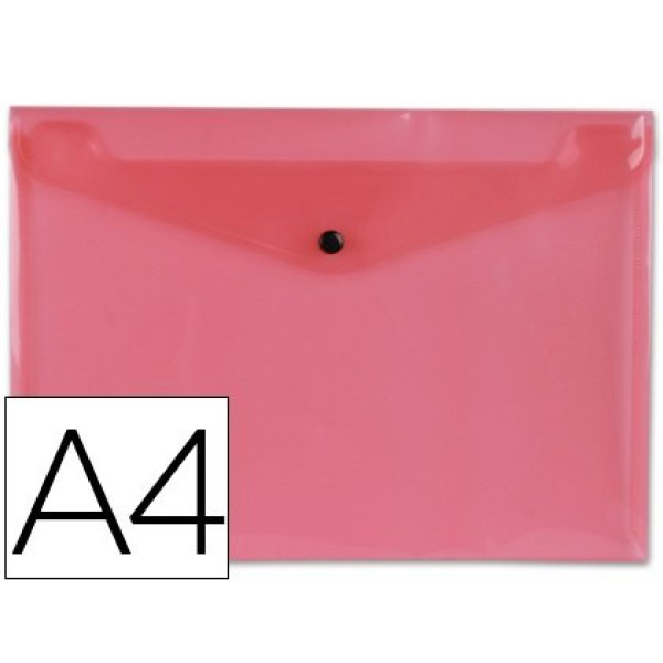 Carpeta dossier LIDERPAPEL DIN A4 roja transpar. tipo broche, plástico polipropileno, para 50 hojas