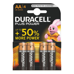 (4) Pilas DURACELL Plus Power AA -LR06 plus Up to +50% More Power, Duralock, alcalina, blister