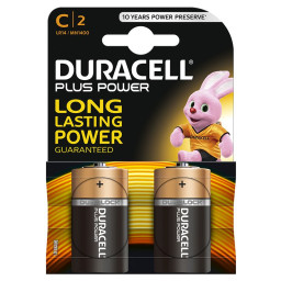 (2) Pilas DURACELL Plus Power LR14 MN1400 - tipo C 1,5V, Duralock, alcalina, blister