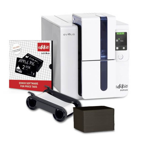 EVOLIS Duplex Price Tag solution - duplex, USB/Eth 1 ribbon blanco+200tarj.negras+software Edikio Pro EVOLIS Duplex Price Tag solution - duplex, USB/Eth 1 ribbon blanco+200tarj.negras+software Edikio Pro