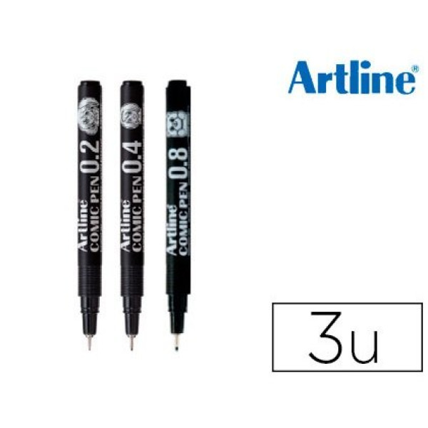 (3) Rotulador ARTLINE calibrado micrométrico  0.2 0.4 y 0.8mm