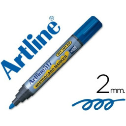 Rotulador ARTLINE pizarra blanca 2mm color azul punta redonda, tinta antisecado, 600m escritura