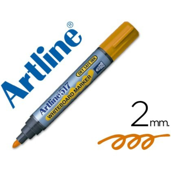 Rotulador ARTLINE pizarra blanca 2mm color naranja punta redonda, tinta antisecado, 600m escritura