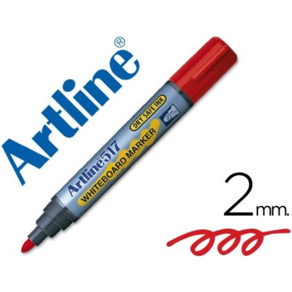 Rotulador ARTLINE pizarra blanca 2mm color rojo punta redonda, tinta antisecado, 600m escritura Rotulador ARTLINE pizarra blanca 2mm color rojo punta redonda, tinta antisecado, 600m escritura