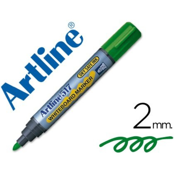 Rotulador ARTLINE pizarra blanca 2mm color verde punta redonda, tinta antisecado, 600m escritura Rotulador ARTLINE pizarra blanca 2mm color verde punta redonda, tinta antisecado, 600m escritura