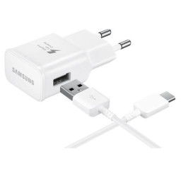 Cargador corriente SAMSUNG USB-A blanco carga rápida + cable a USB-C 1,5m