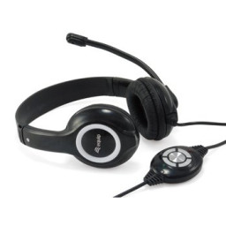 Auriculares EQUIP LIFE de diadema biaural con micrófono, estéreo, USB 1,80m, color negro